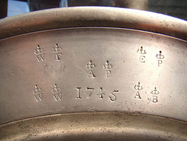 A fine 18th century English pewter charger dated 1745 made by Edward Box of London — image 2